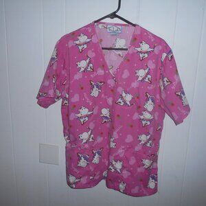 Hippo Ballerina Scrub Top- Adult Large
